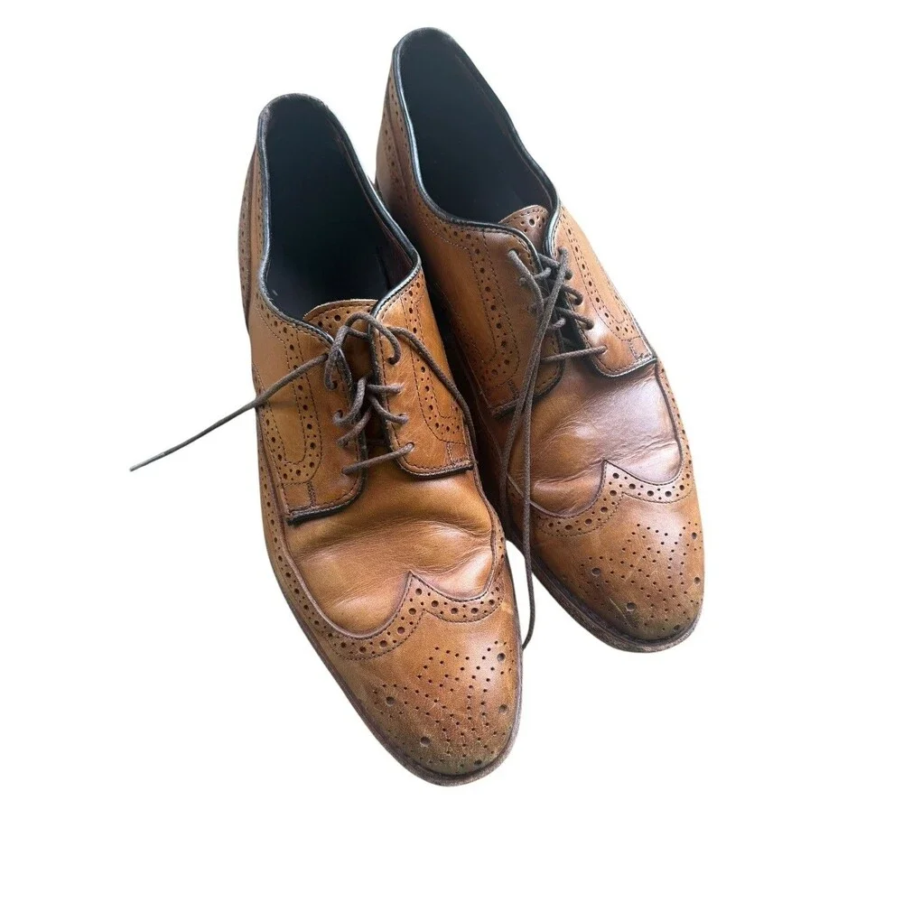 Allen Edmonds Men’s 7 E Brown Leather Wingtip Brogue Oxford Dress Shoes USA